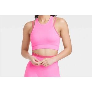 NWT JoyLab Women's Size XL Seamless Double Layer High Neck Bra Pink